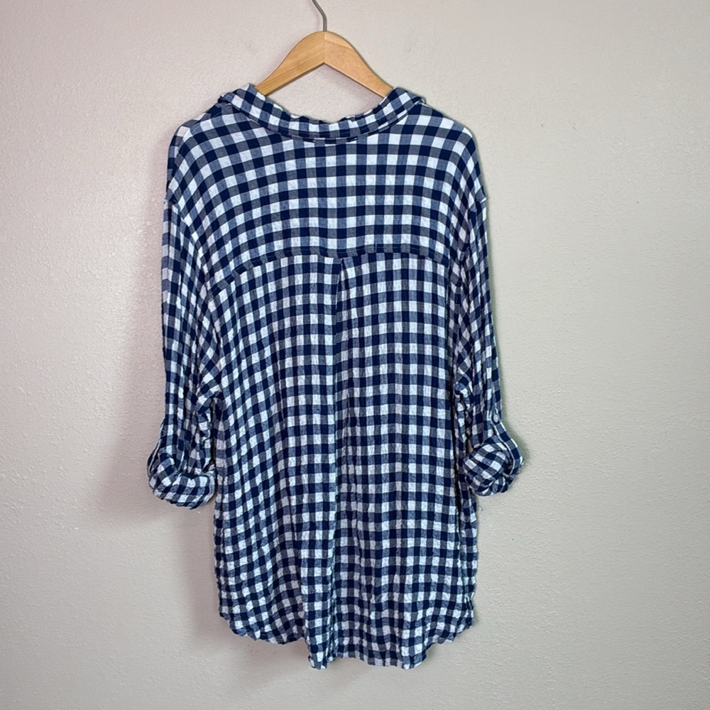 Jane and Delancey Navy and White Gingham Button-Down Shirt - Picture 5 of 10
